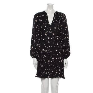 byTiMo Vintage Star Print Astrological Puff Sleeve Flowy Mini Dress